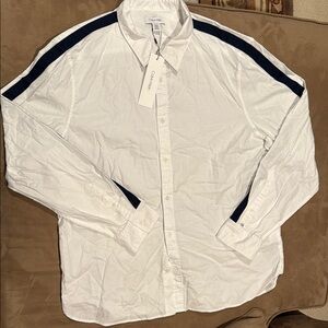 Calvin Klein White Shirt with Black Stripes